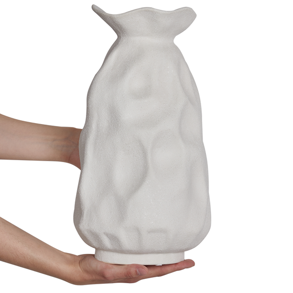 Blumenvase CATTAIL Steinzeug 40 cm Cremeweiß