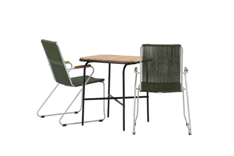 Holmbeck Gartenset Tisch, 2 Stühle  natur,grün. 88 X 70 X 74 cm