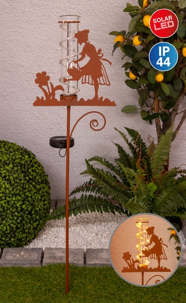 Regenmesser mit Solar LED, Garten Dekoration