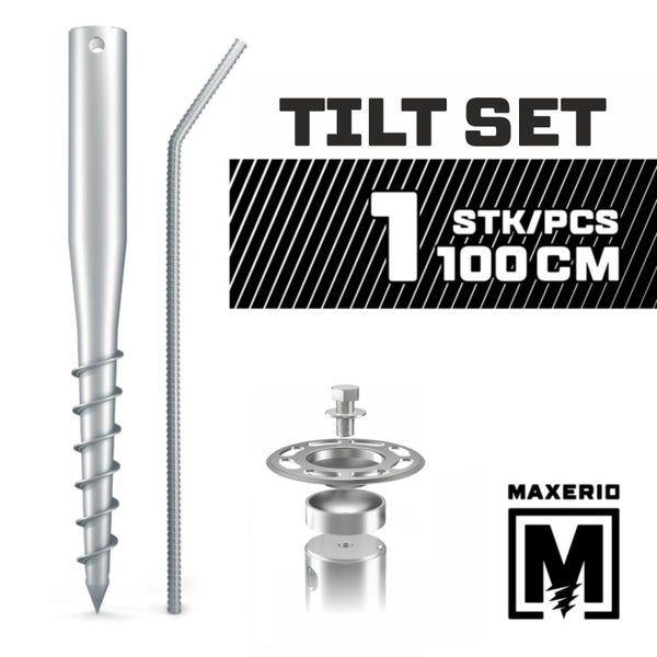 MAXERIO® 100 cm 1er TILT-Set für Schraubfundament Bodenhülse Erdanker Erdschraube Einschraubhülse Erdschraubenfundament Bodenanker Schraubanker Fundament für Gartenhaus Terrasse Sauna Gewächshaus