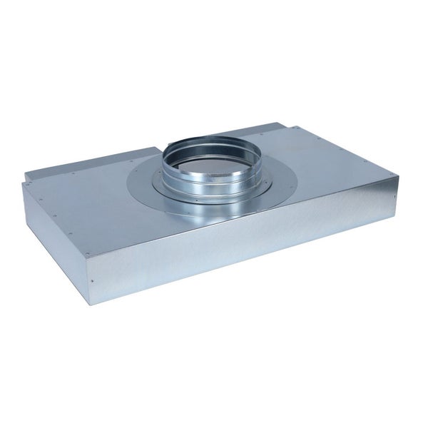Flachkanal Umlenkstück aus verzinktem Stahlblech für Dunstabzugshauben mit rundem Anschlussstutzen