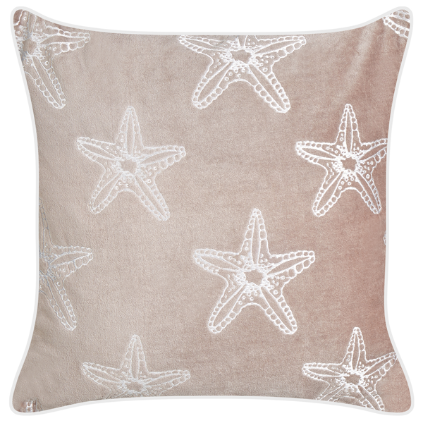 Dekokissen CERAMIUM Samtstoff 45 x 45 cm Pastellrosa Blumenmuster