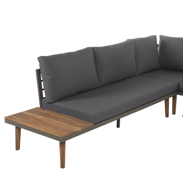 Garten Ecksofa mit Tisch 5-Sitzer CORATO Akazienholz Grau