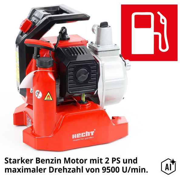 Hecht Benzin Wasserpumpe mit Motor und Kraftstoffbetrieb Symbol