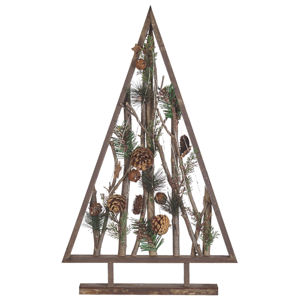 Weihnachtsdeko LED Kiefernholz dunkelbraun Tannenbaum 62 cm SVIDAL