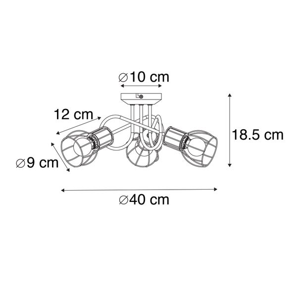 Moderne Deckenleuchte schwarz 40 cm rund 3-Licht - Botu
