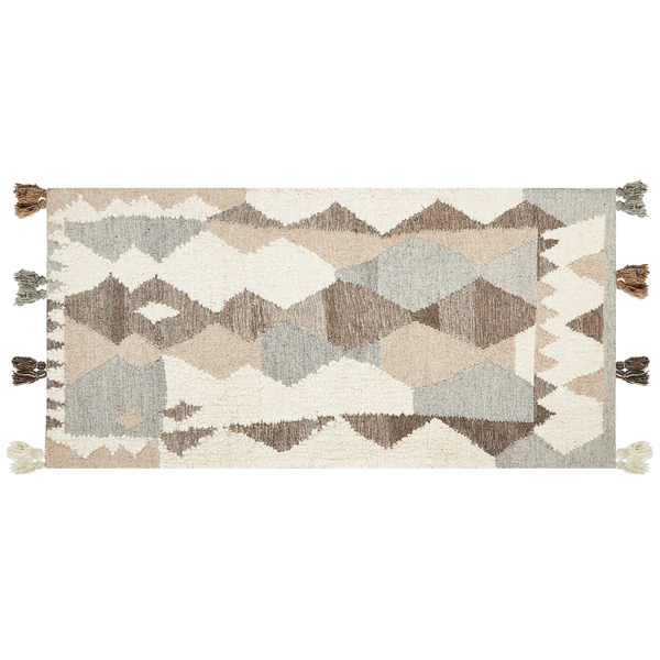 Teppich ARALEZ Beige 80 x 150 cm Wolle Kelim