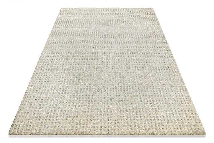 Strukturierter Teppich mit Karomuster und flachem Flor.