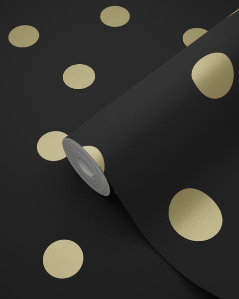 Origin Wallcoverings Tapete Punkte Schwarz und Gold - 53 cm x 10.05 m - 347676
