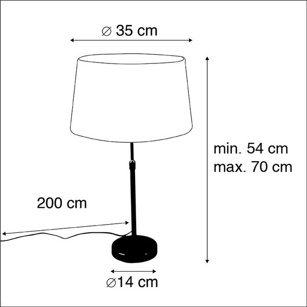 Bronze Tischlampe mit Leinenschirm weiß 35cm - Parte