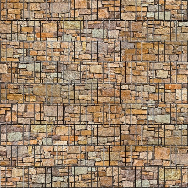 Gabionenwand gefüllt mit Natursteinen