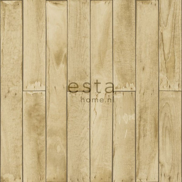 ESTAhome Tapete Holzoptik Beige und Braun - 53 cm x 10.05 m - 137744
