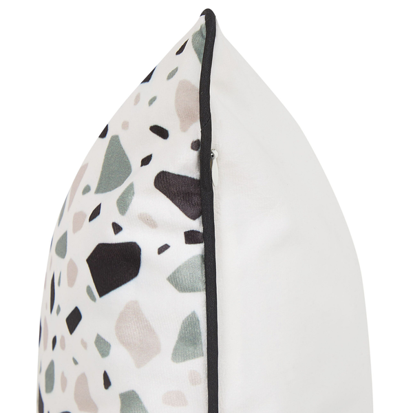 Dekokissen 2er Set LAVENDER Samtstoff 45 x 45 cm Weiß Terrazzo Optik