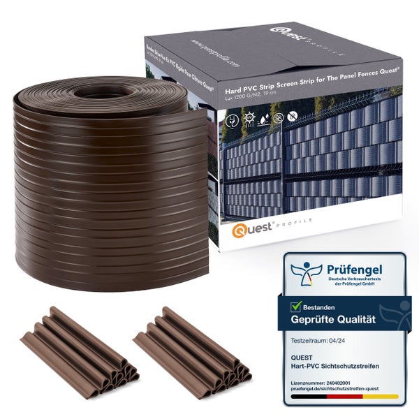 Quest Hart-PVC Sichtschutzstreifen Rolle mit Verpackung und Prüfsiegel