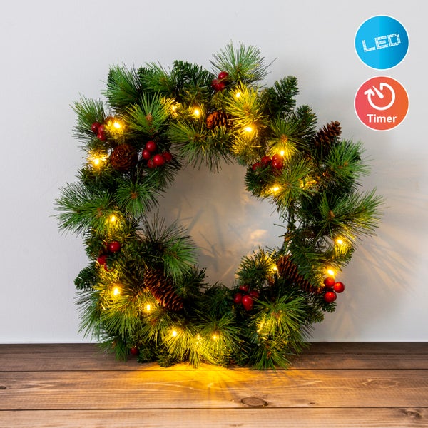Weihnachtskranz mit LED-Beleuchtung und Timer