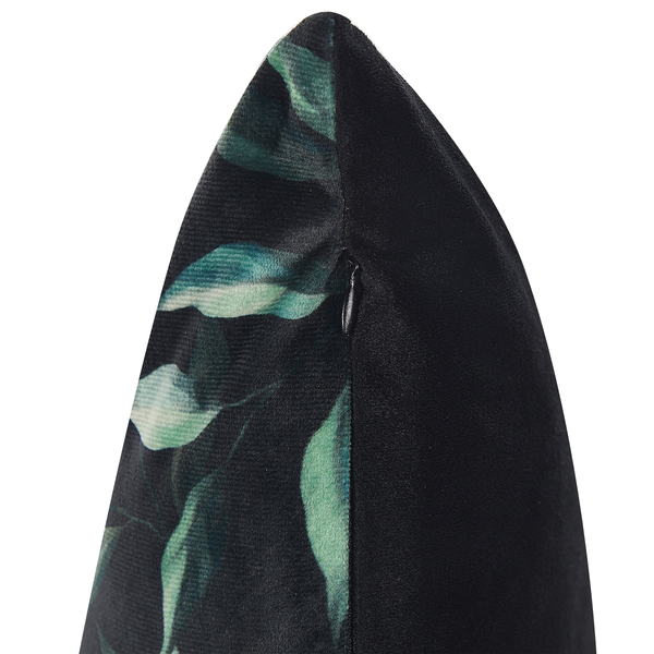 Dekokissen 2er Set TOADFLAX Samtstoff 45 x 45 cm Grün Schwarz Pflanzenmuster