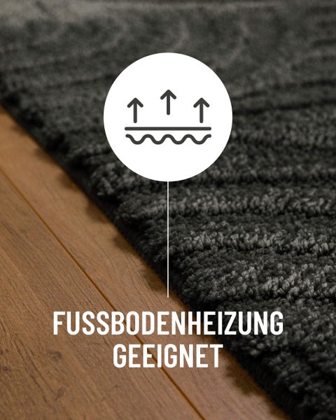 Maschinengetuftete Badematte mit Wellenstruktur, robust und pflegeleicht, geprüfte Qualität.