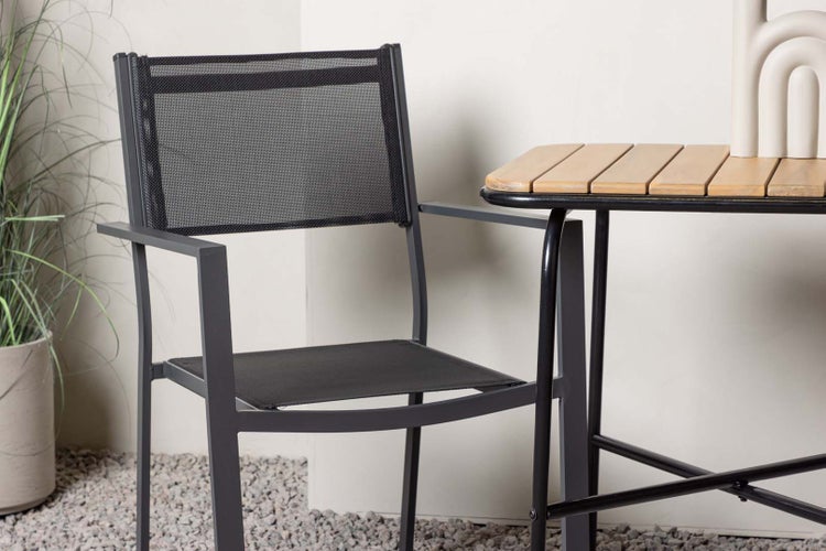 Holmbeck Gartenset Tisch, 2 Stühle  natur,schwarz. 88 X 70 X 74 cm