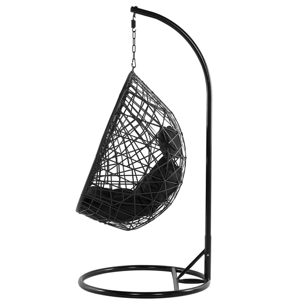 Hängesessel mit Gestell ALATRI Polyrattan Schwarz