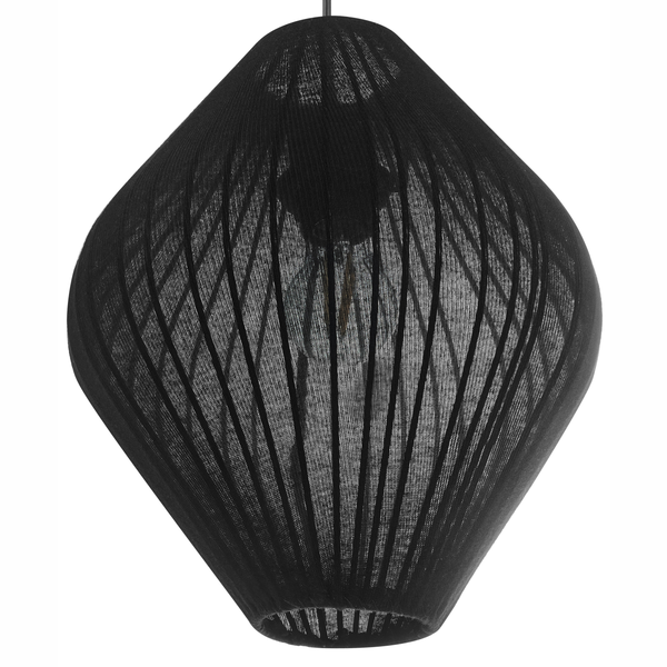 Schwarze Pendelleuchte mit Textilschirm