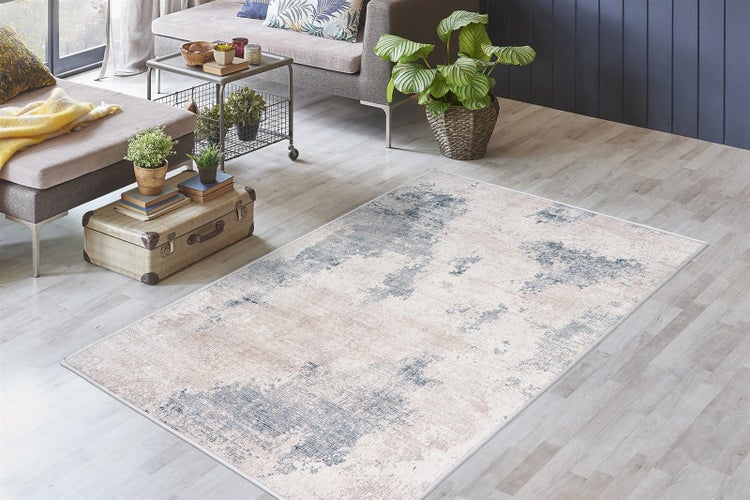 Flachflor Teppich Yara Grau Vintage 120 x 170 cm