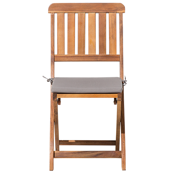 Set mit 2 Stühlen und Sitzkissen CENTO Akazienholz Braun
