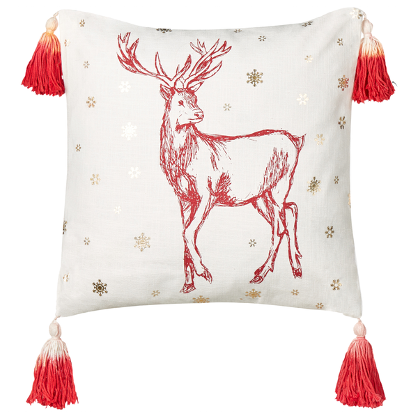 Dekokissen 2er Set VALLOTA Baumwolle 45 x 45 cm Weiß Weihnachtsmotiv