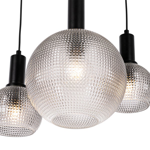 Design-Hängelampe schwarz mit Rauchglas 8-flammig - Chico