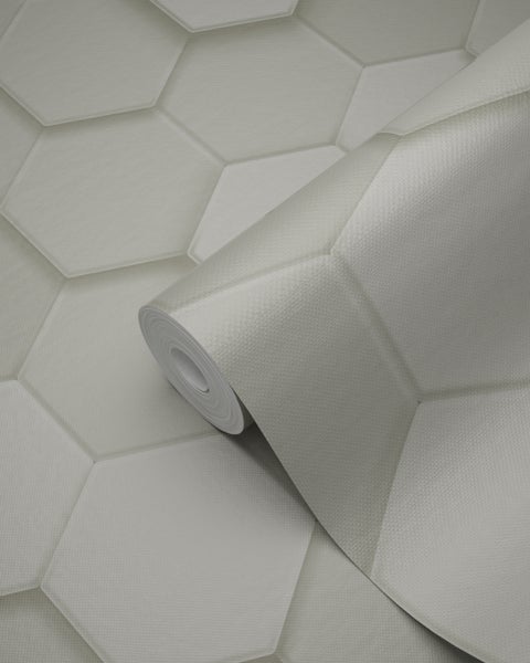 Origin Wallcoverings Tapete 3D Wabenmuster Hellgrau - 53 cm x 10.05 m - 347850