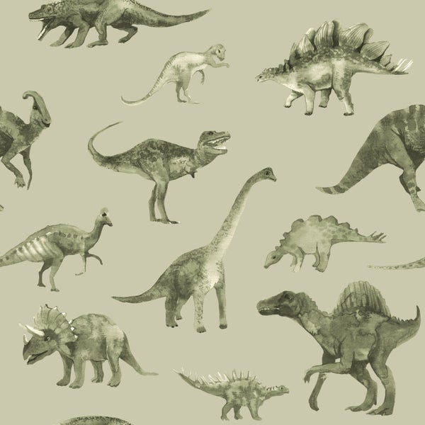 ESTAhome Tapete Dinosaurier Grün - 50 x 900 cm - 131206