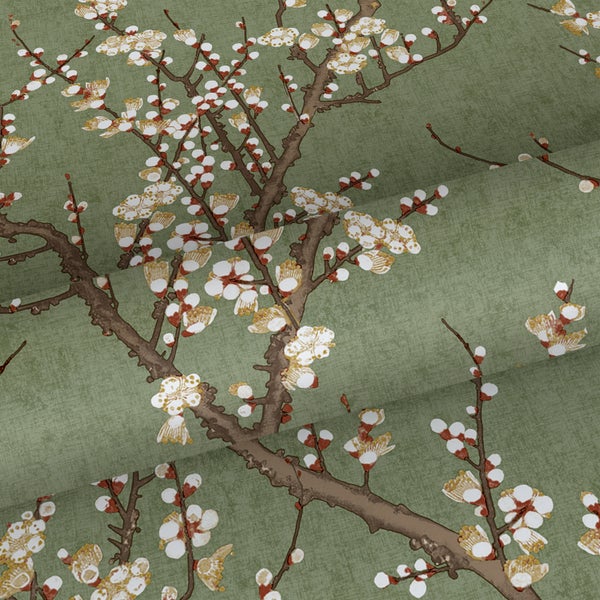 Sanders und Sanders Tapete Blüte Olivgrün und Weiß - 53 cm x 10 m - 640178