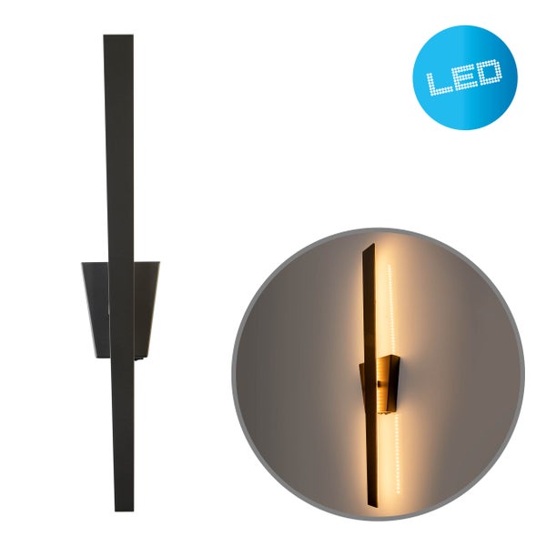 LED Wandleuchte TREVOR schwarz,  Wandlampe Metall und Kunststoff in Schwarz,, mit fest verbauten LEDs, Wandbeleuchtung innen 62 x 10 x 4,5 cm