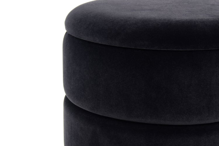 Hocker elegant, mit Stauraum Schwarz Rund Ø 37,5 cm