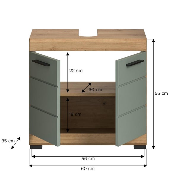 Waschbeckenunterschrank mit Abmessungen