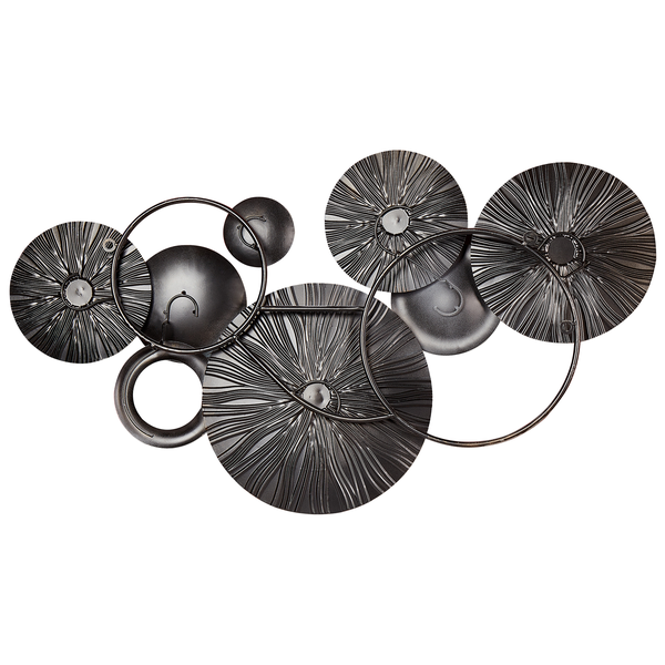 Wanddekoration aus Metall mit kreisförmigen Elementen