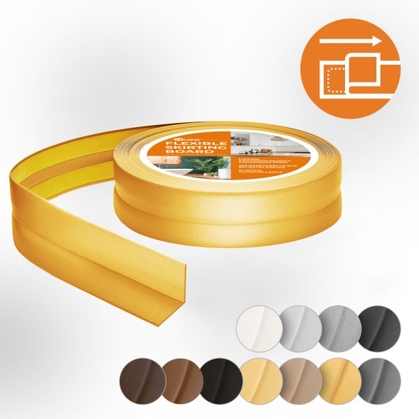 Quest Weichsockelleiste Selbstklebend 18 x 18 mm, PVC, Flexibel, Gold, 5 Meter