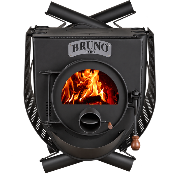 Bruno Pyro Kaminofen aus Stahl mit Holzfeuer und Sichtfenster