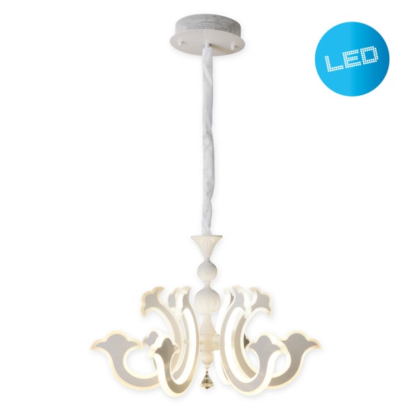 Weiße Pendelleuchte mit dekorativen Elementen für den Innenbereich