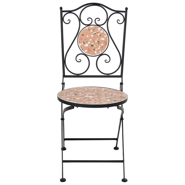 Klappbarer Gartenstuhl aus Metall mit Mosaiksitz und Rückenlehne