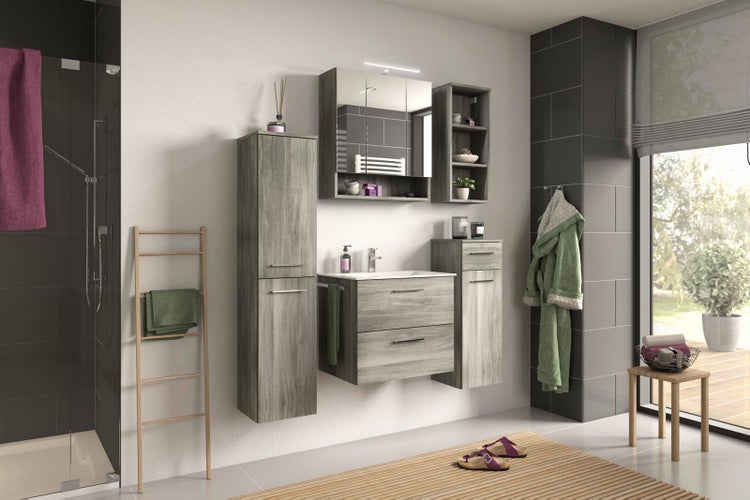 York Badschrank wandhängend 1 Tür rauchfarbenen. 30 X 31 X 136 cm