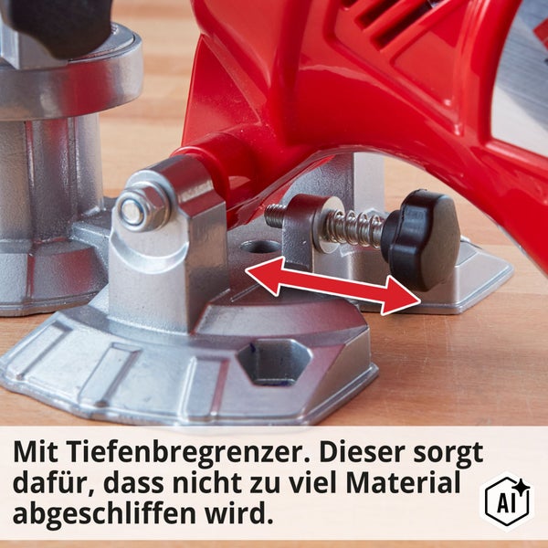 Tiefenbegrenzer an einem Schleifgerät zur Steuerung der Materialabtragsmenge