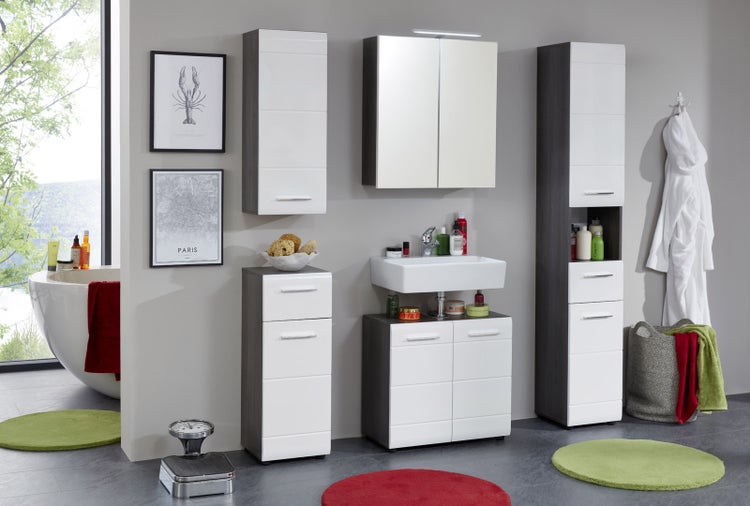 Line Bad Spiegelschrank 2 Türen rauchsilber, Spiegelglas. 60 X 18 X 67 cm