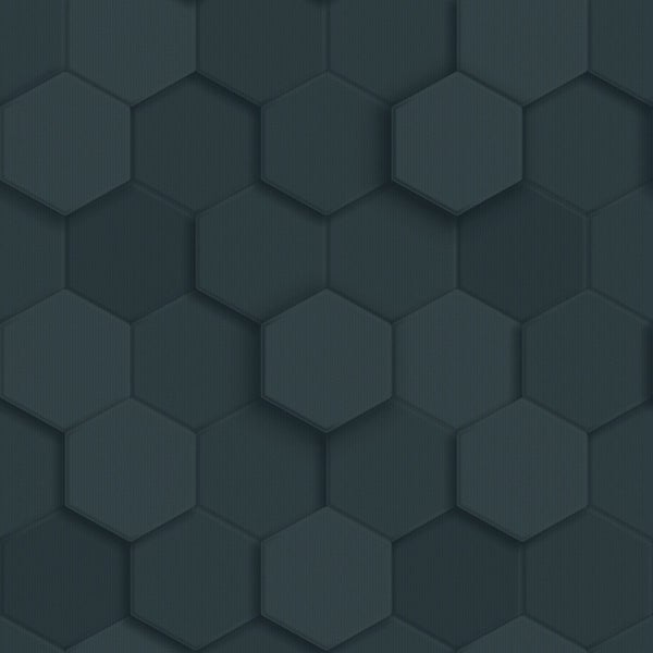Origin Wallcoverings Tapete 3D Wabenmuster Dunkelblau - 53 cm x 10.05 m - 347853
