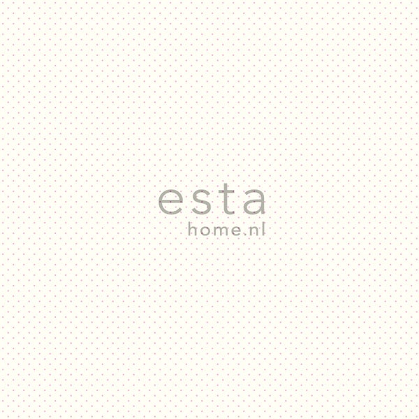 ESTAhome Tapete feine Punkte Crême-Weiß und Rosa - 53 cm x 10.05 m - 137314