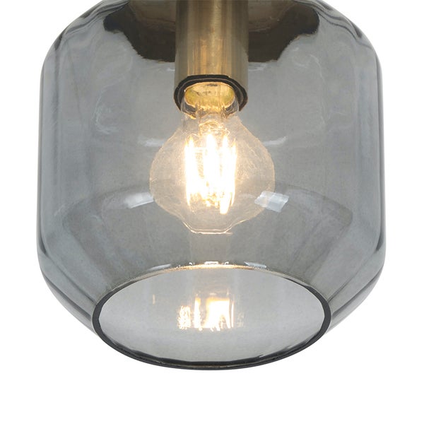 Moderne Deckenleuchte Messing mit Rauchglas - Stiklo