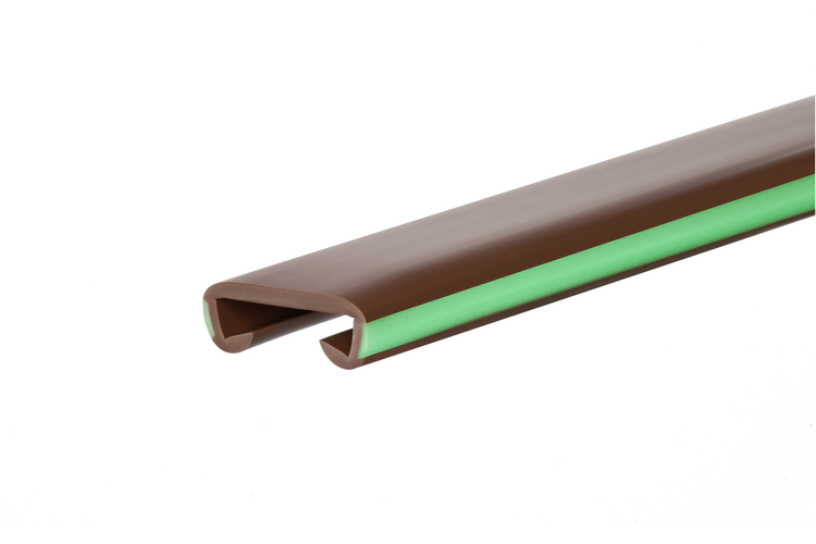 Kantenschutzprofil für Glas, U-förmig, braun.
