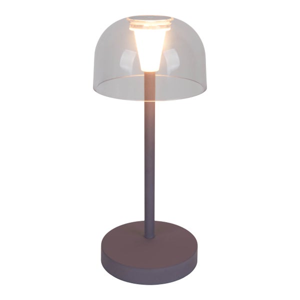 Tischleuchte mit transparentem Lampenschirm