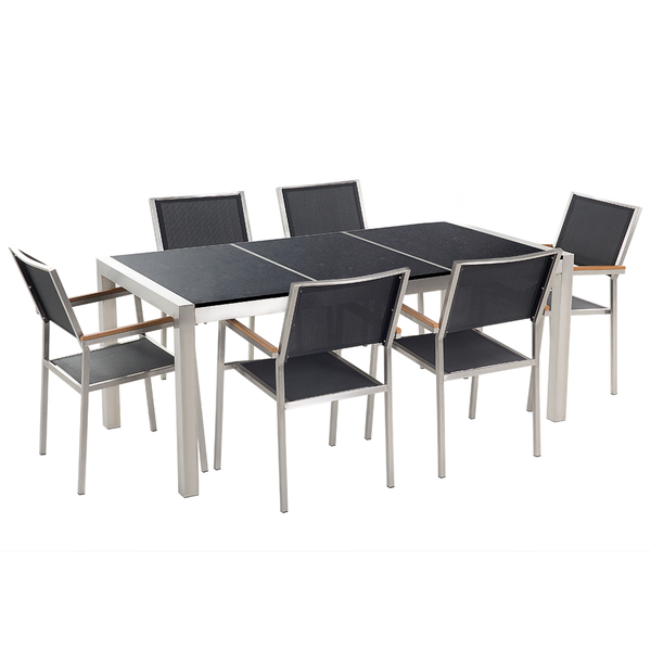 Gartengarnitur mit Tisch und sechs Stühlen