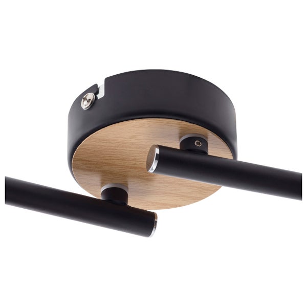 Deckenleuchte mit Holz- und Metallelementen