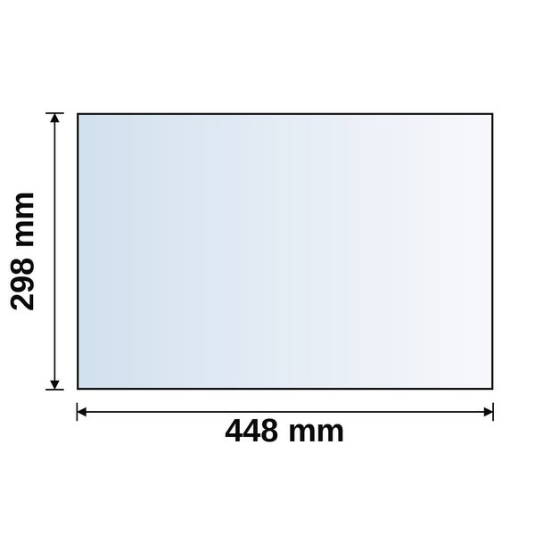 Maßzeichnung eines rechteckigen Paneels mit einer Breite von 448 Millimeter und einer Höhe von 298 Millimeter.